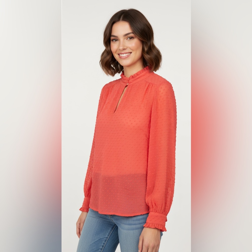 J. Crew Coral Blouse with Textured Design size 4